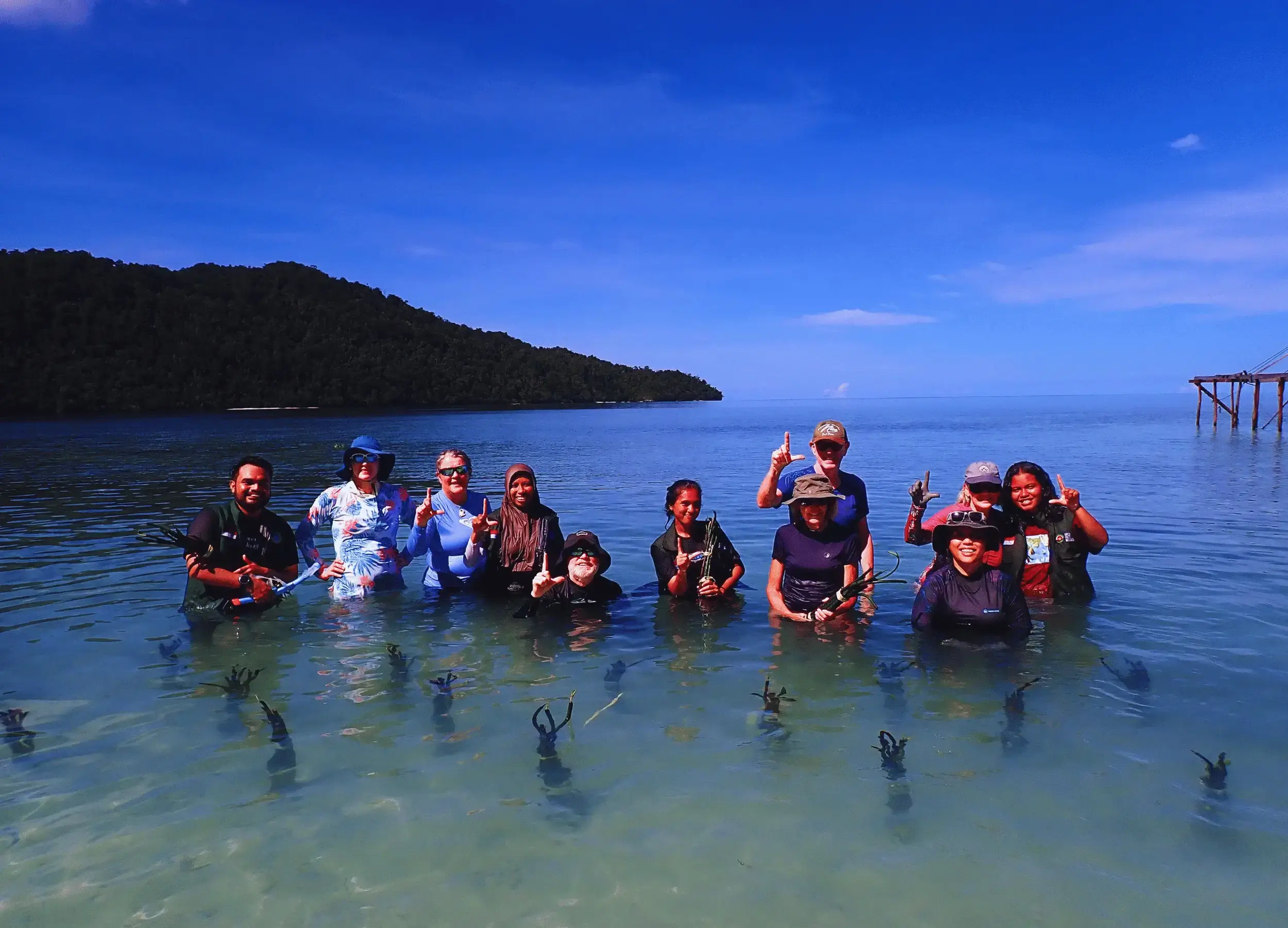 Planting mangrove with Konstantinus, a local hero in Raja Ampat.